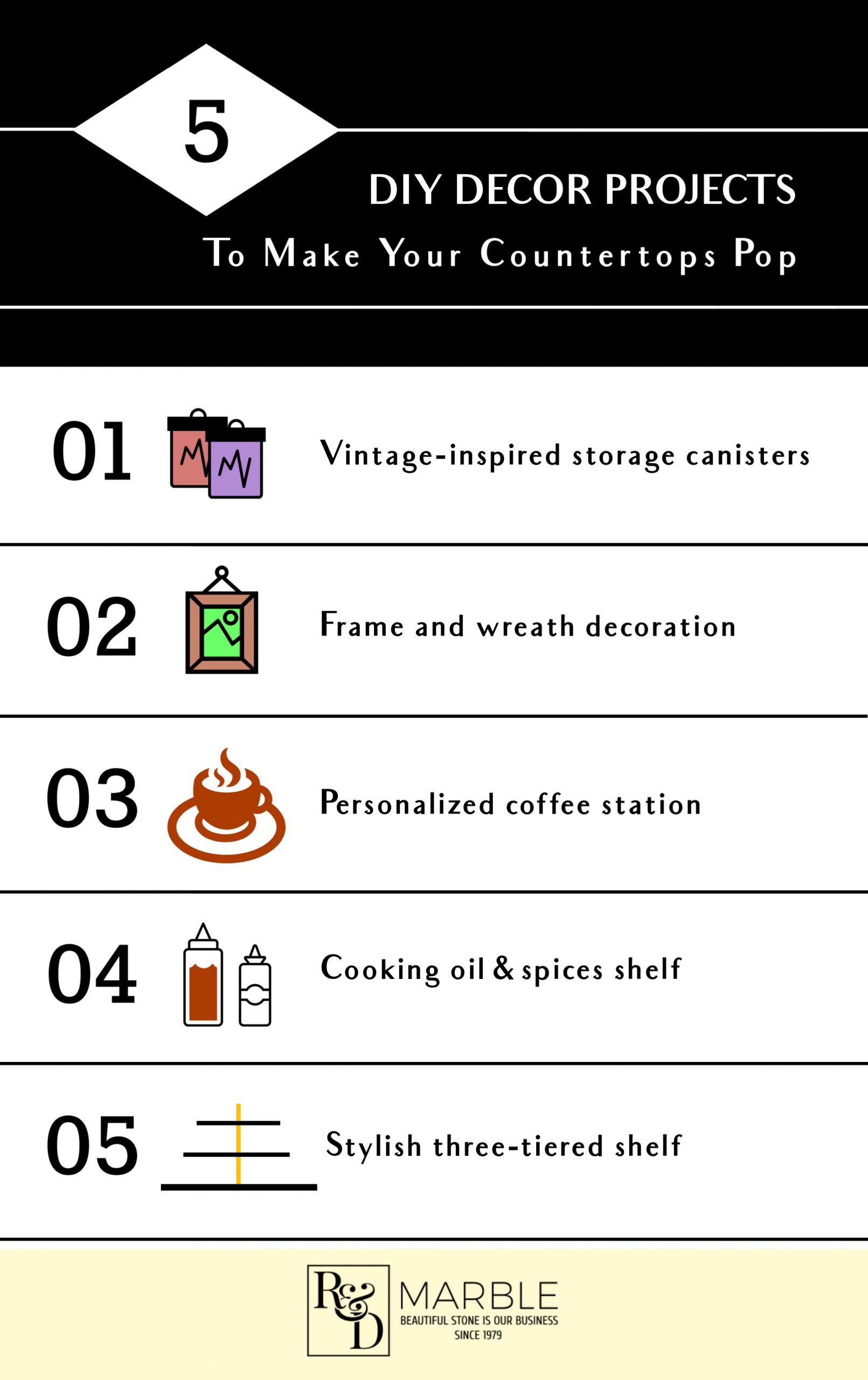 bored at home: 5 diy decor projects to make your countertops pop | R&D Marble, Inc. Bored at Home: 5 DIY Decor Projects to Make Your Countertops POP