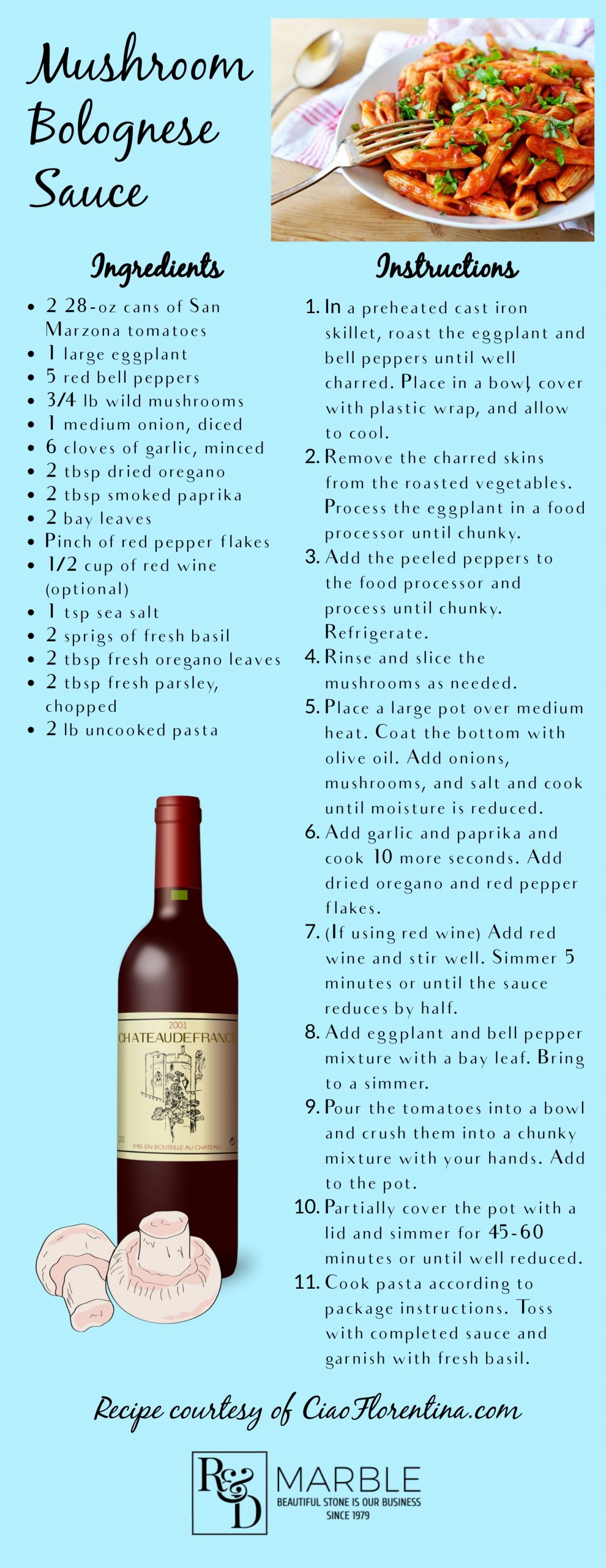 060220-mushroom-bolognese-sauce-recipe | R&D Marble, Inc.