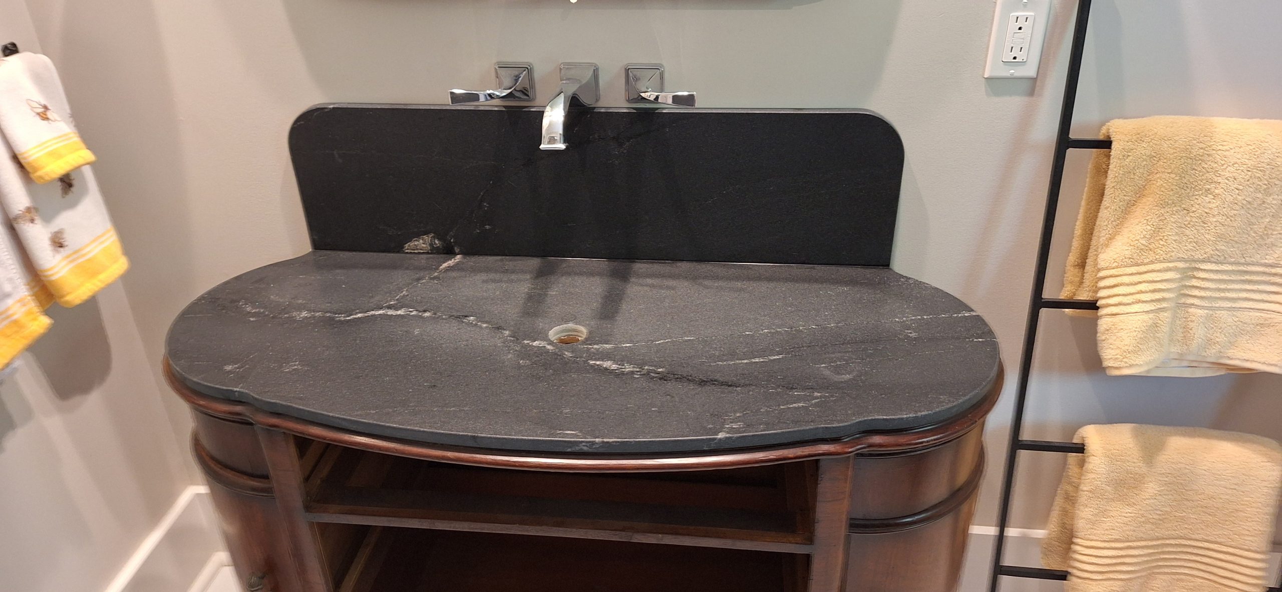 Elegant Granite Bathroom Tops for Your Home Willis, Texas modern black granite countertop installed on bathroom sink