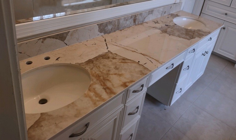 Quartz Bathroom Countertops for a Home Upgrade You’ll Love bathroom remodel with dekton khalo quartz countertop by r&d marble