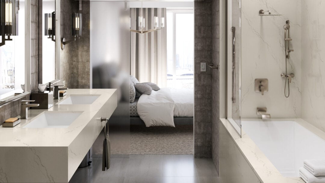 Cambria Iverness Frost | R&D Marble, Inc. Cambria Surfaces Inverness Frost Quartz Shower