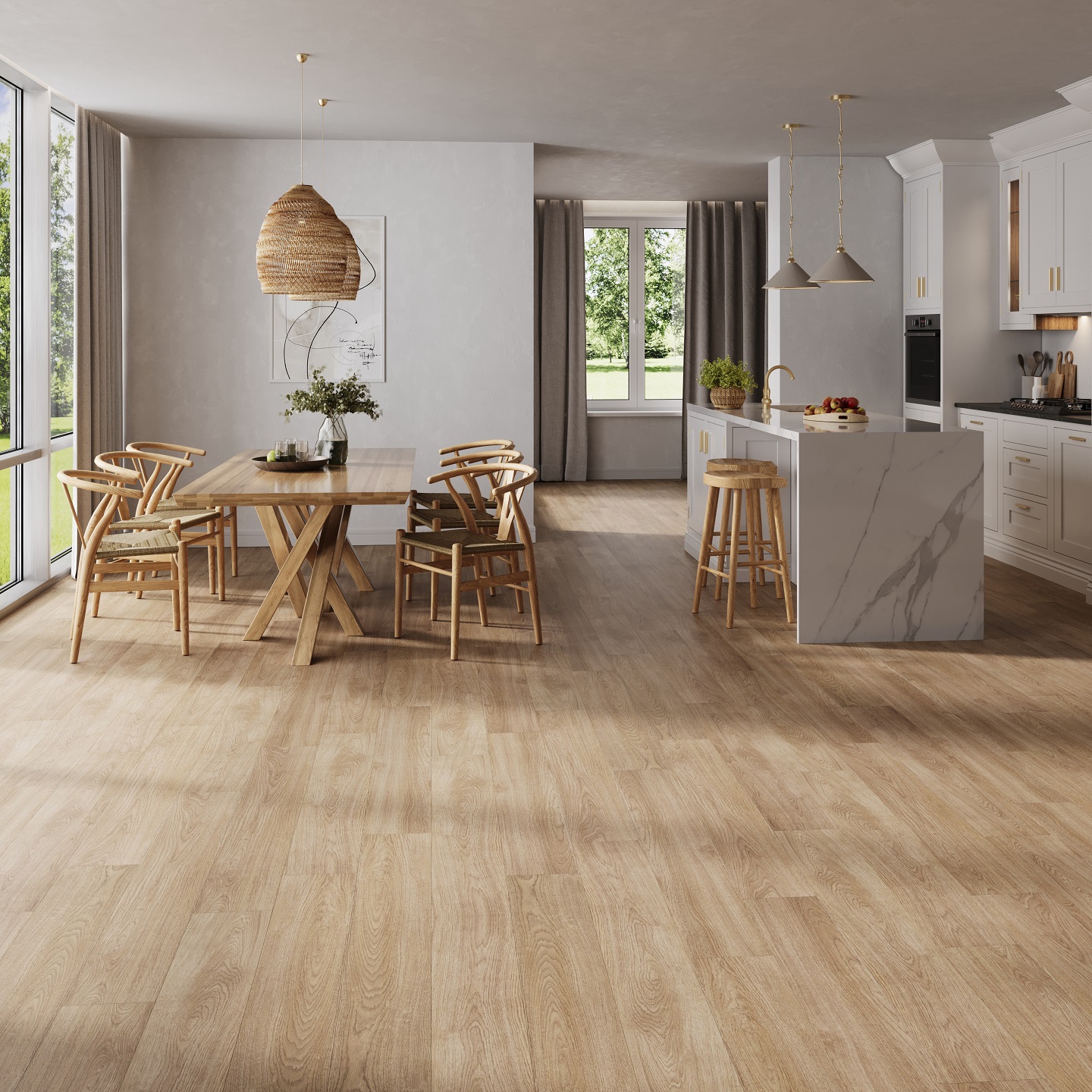 Heat Resistance: Can Porcelain Handle High Temperature Use? | R&D Marble, Inc. Forest Fusion-1445 Summit-kitchen-OA w TERACANTO Statuario Bianco