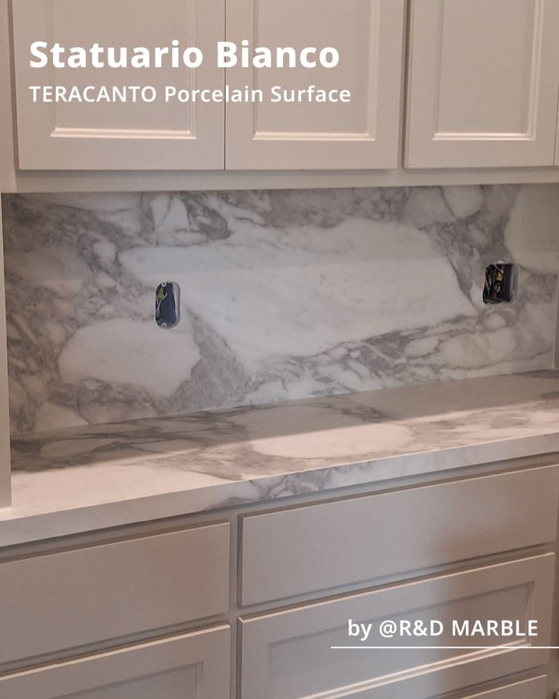 Statuario Bianco TERACANTO Porcelain Surface by R&D Marble | R&D Marble, Inc. Statuario Bianco TERACANTO Porcelain Surface by R&D Marble