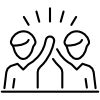 Two people high-fiving to symbolize teamwork and collaboration.