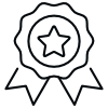 Award ribbon icon featuring a central star, symbolizing achievement or quality